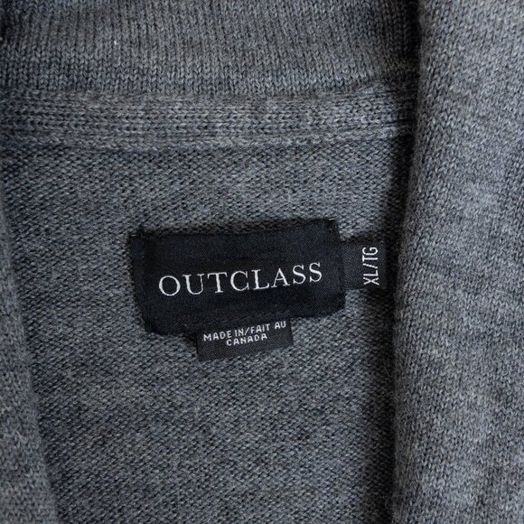 Outclass Shawl Collar Cardigan Gray Wool Blend Pockets Large - Picture 5 of 13
